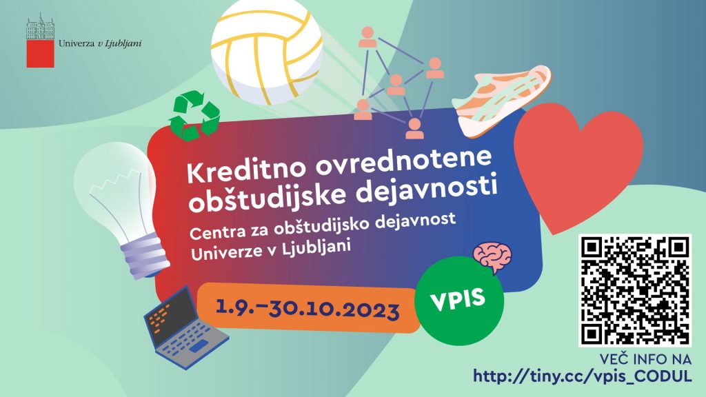 Vpis na kreditno ovrednotene dejavnosti Centra za obštudijsko dejavnost Univerze v Ljubljani 2023/2024