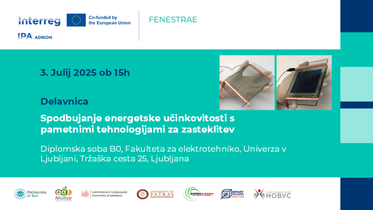 Delavnica projekta FENESTRAE: Spodbujanje energetske učinkovitosti s pametnimi tehnologijami za zasteklitev