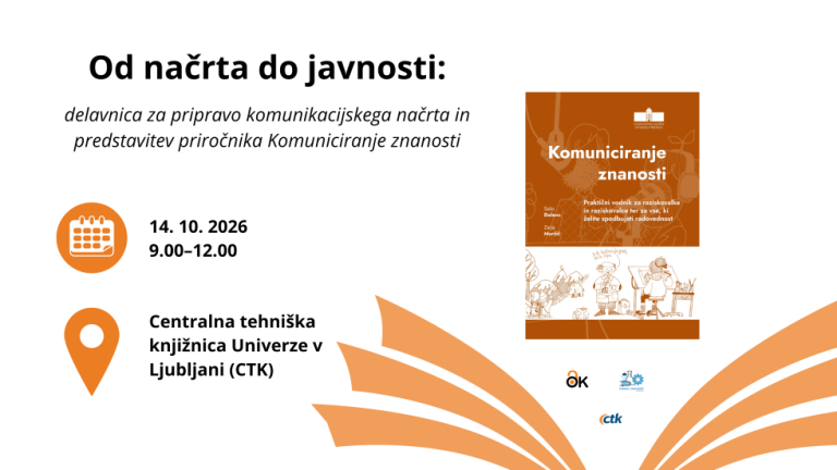 Od načrta do javnosti: delavnica za pripravo komunikacijskega načrta in predstavitev priročnika Komuniciranje znanosti